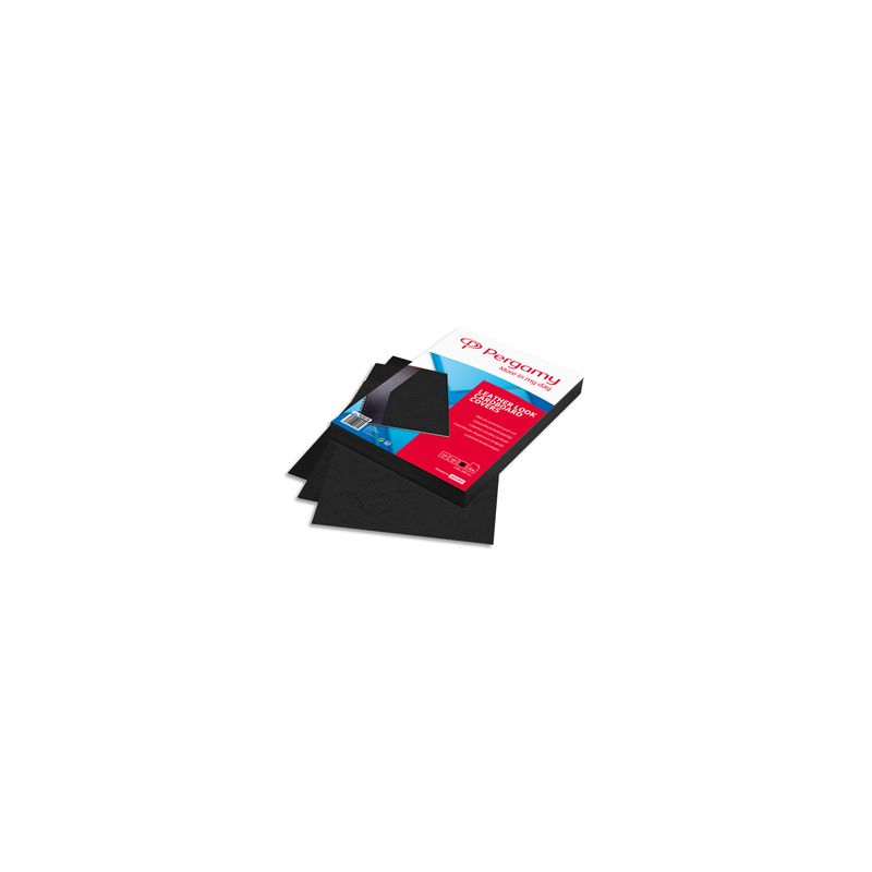PERGAMY Boîte de 100 plats de couverture grain cuir A4 250gr Noir 900038 PERGAMY Boîte de 100 plats de couverture grain cuir A4 250gr Noir 900038