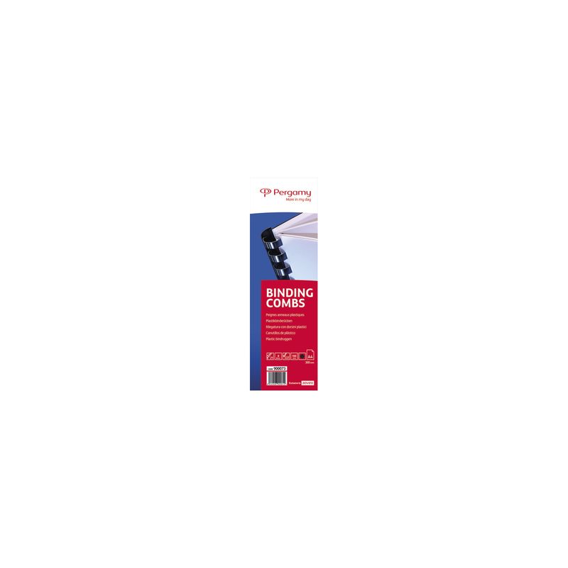 PERGAMY Boîte de 100 peignes anneaux plastiques 8mm Noir 900073 PERGAMY Boîte de 100 peignes anneaux plastiques 8mm Noir 900073