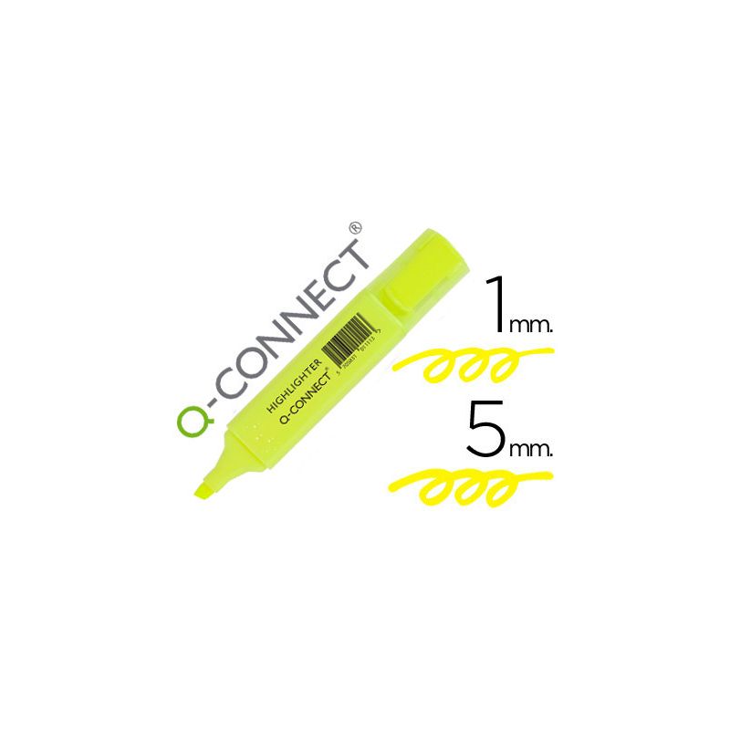 Surligneur q-connect tracé 2/5 mm pointe biseautée couleurs éclatantes jaune Surligneur q-connect tracé 2/5 mm pointe biseautée couleurs éclatantes jaune