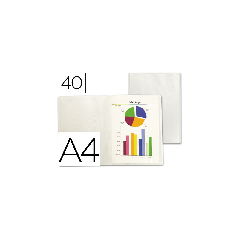 Protège-documents liderpapel polypropylène couverture flexible 40 pochettes fixes a4 210x297mm frosty transparent Protège-documents liderpapel polypropylène couverture flexible 40 pochettes fixes a4 210x297mm frosty transparent