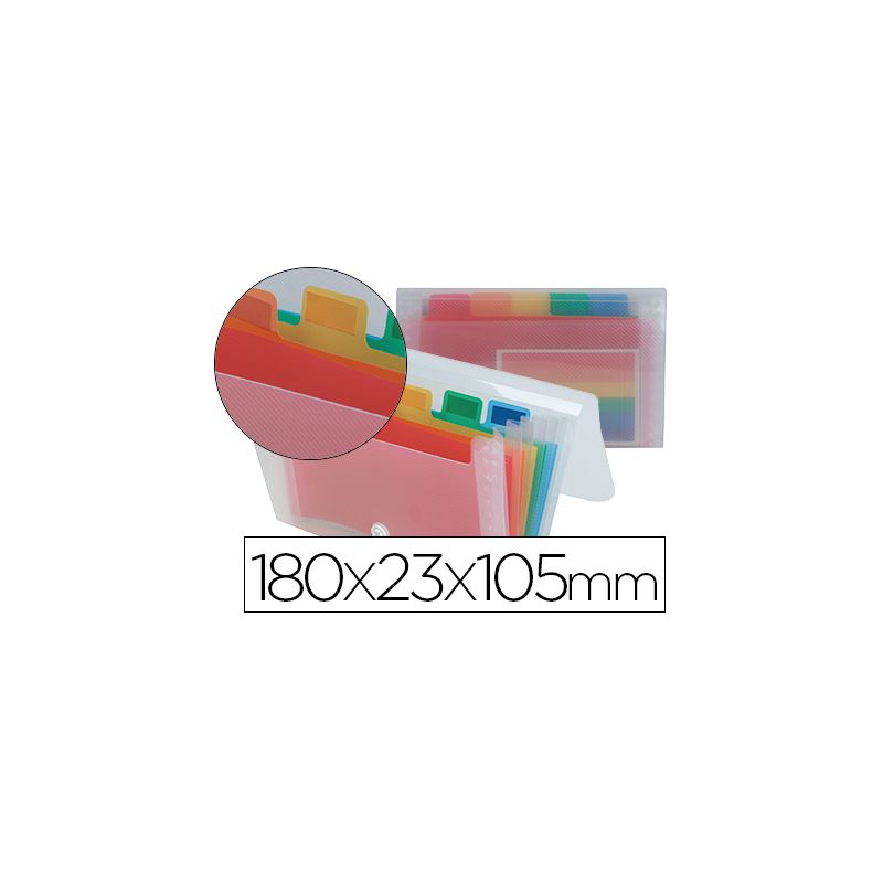 Trieur liderpapel série spectrafile pp 500 microns 180x230x105mm 6 compartiments fermoir coloris frosty transparent