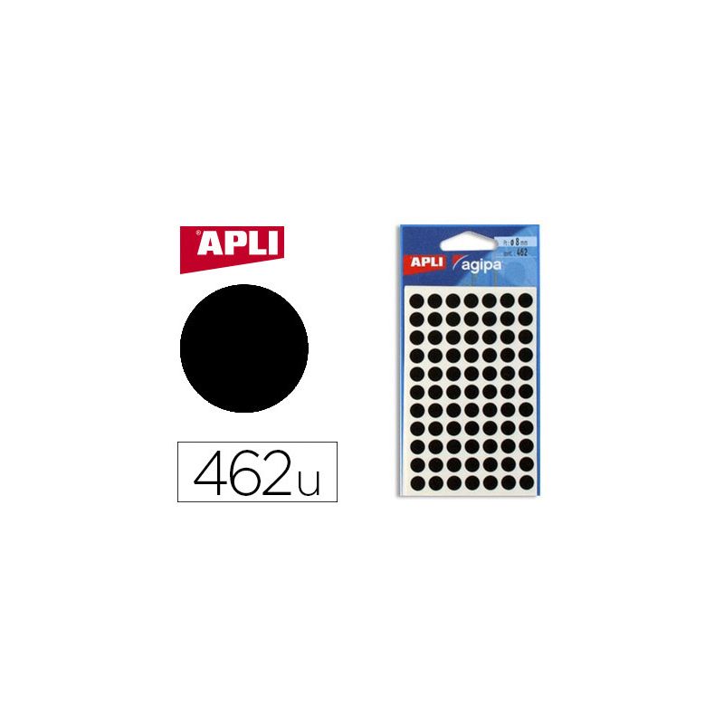 Pastille adhésive apli agipa diamètre 8mm permanente coloris noir pochette 462 unités Pastille adhésive apli agipa diamètre 8mm permanente coloris noir pochette 462 unités