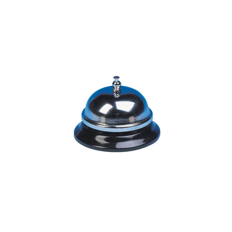 SONNETTE Q-CONNECT BASE MÉTALL IQUE NOIRE SONNERIE CHROMÉE 85MM DIAMÈTRE 55MM HAUTEUR