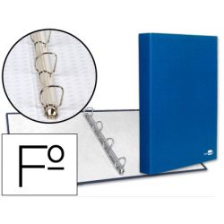 Classeur liderpapel 4 anneaux ronds 25mm a4+ carton rembordé paper coat coloris bleu