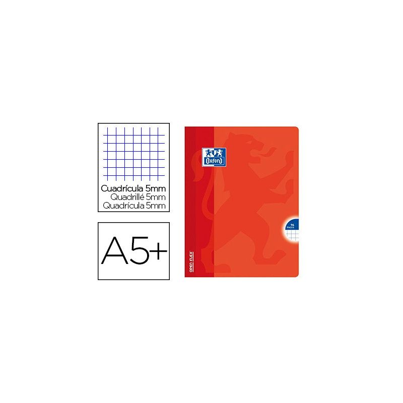Cahier piqué oxford openflex couverture polypropylène transparente rainurée a5+ 17x22cm 96 pages 5x5mm page de garde Cahier piqué oxford openflex couverture polypropylène transparente rainurée a5+ 17x22cm 96 pages 5x5mm page de garde