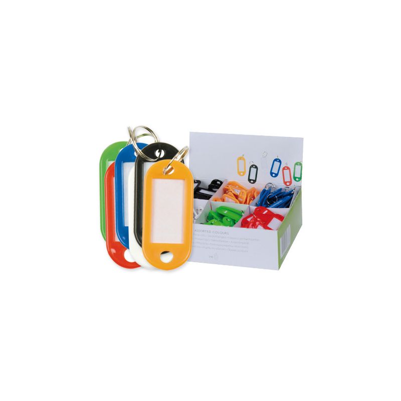 Porte-clés q-connect porte-étiquette plastique 50x22mm 5 coloris assortis présentoir 100 unités Porte-clés q-connect porte-étiquette plastique 50x22mm 5 coloris assortis présentoir 100 unités
