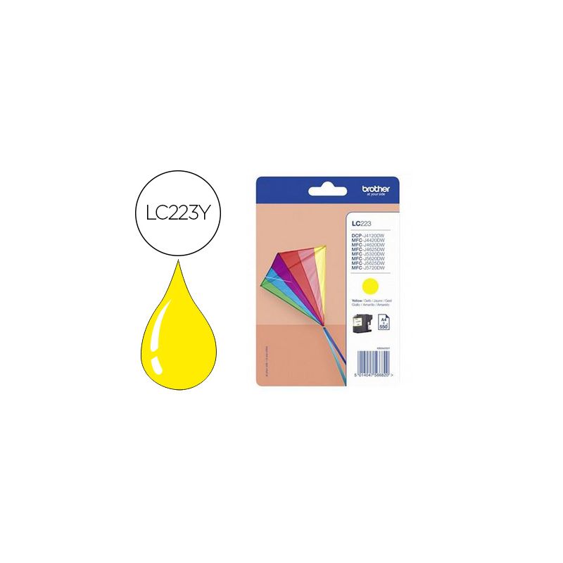 Cartouche brother jet d'encre originale LC223Y couleur jaune Cartouche brother jet d'encre originale LC223Y couleur jaune