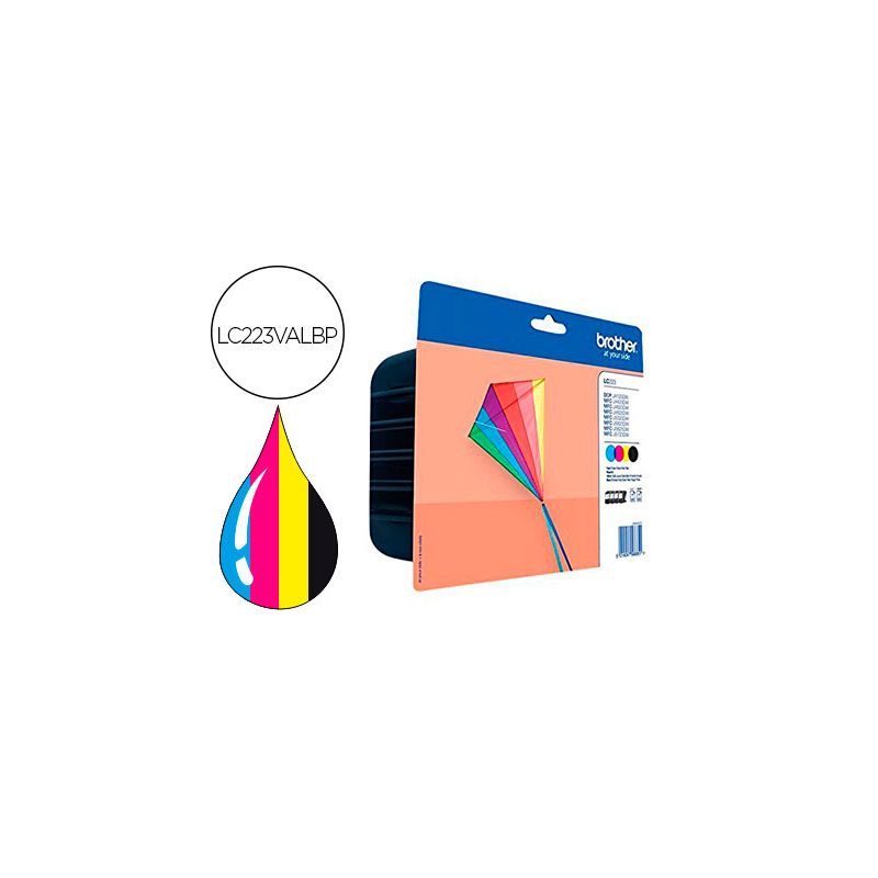 Cartouche brother jet d'encre originale LC223 3 couleurs + noir multipack 4 unités Cartouche brother jet d'encre originale LC223 3 couleurs + noir multipack 4 unités