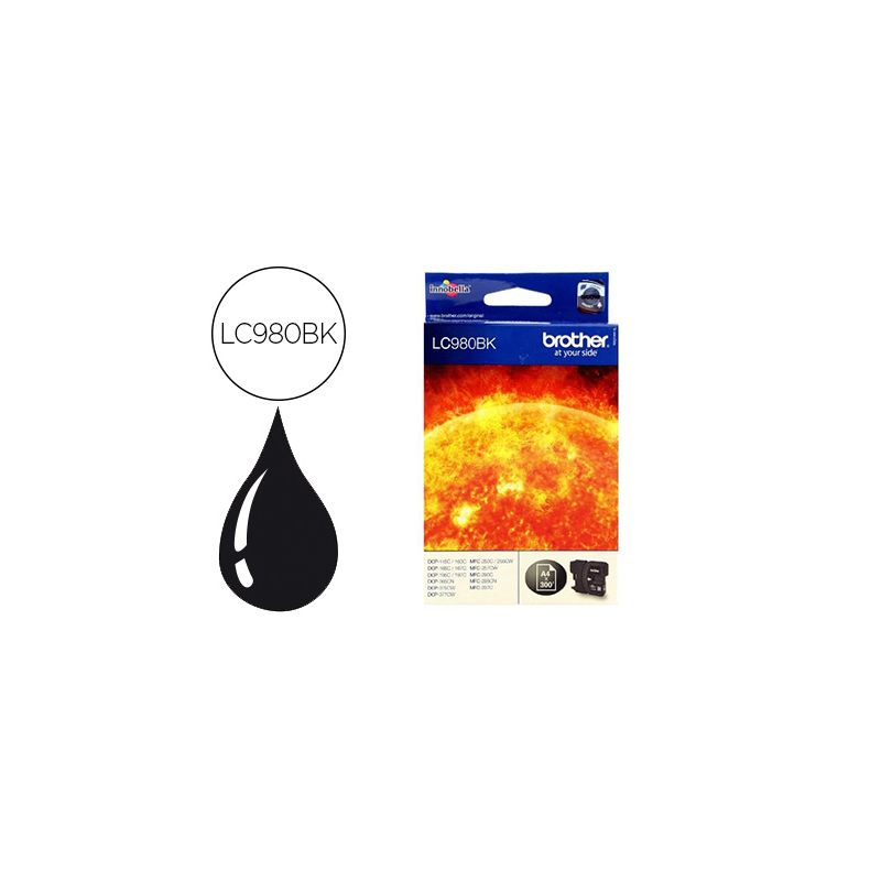 BROTHER Cartouche Jet d'encre Noire LC980BK BROTHER Cartouche Jet d'encre Noire LC980BK