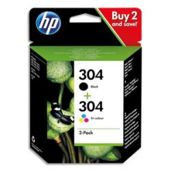 HP Pack 2 cartouches Jet d'encre Noir + 3 couleurs 304 3JB05AE
