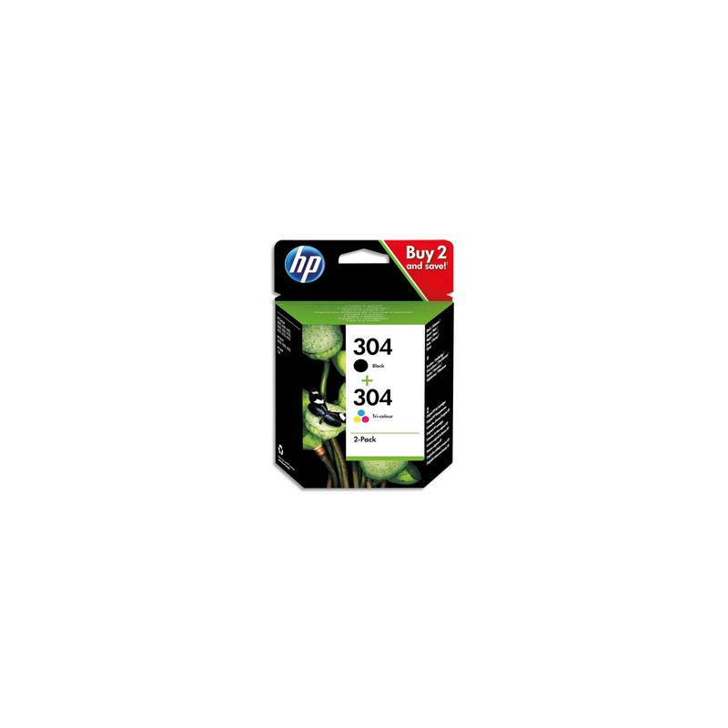 HP Pack 2 cartouches Jet d'encre Noir + 3 couleurs 304 3JB05AE HP Pack 2 cartouches Jet d'encre Noir + 3 couleurs 304 3JB05AE