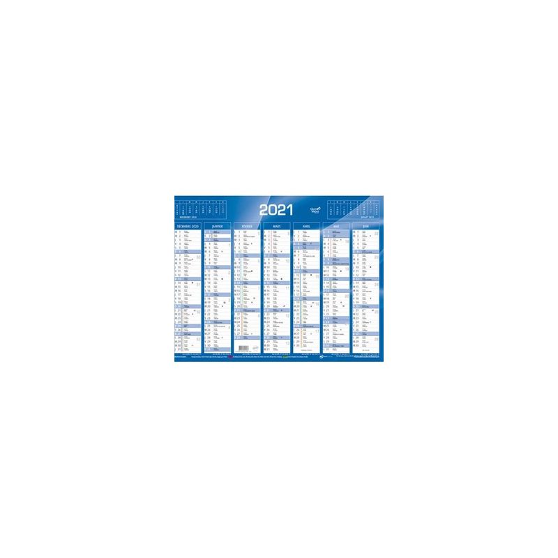 QUO VADIS Calendrier 7 mois par face avec vacances scolaires en haut, format 43 x 33,5 cm Bleu QUO VADIS Calendrier 7 mois par face avec vacances scolaires en haut, format 43 x 33,5 cm Bleu