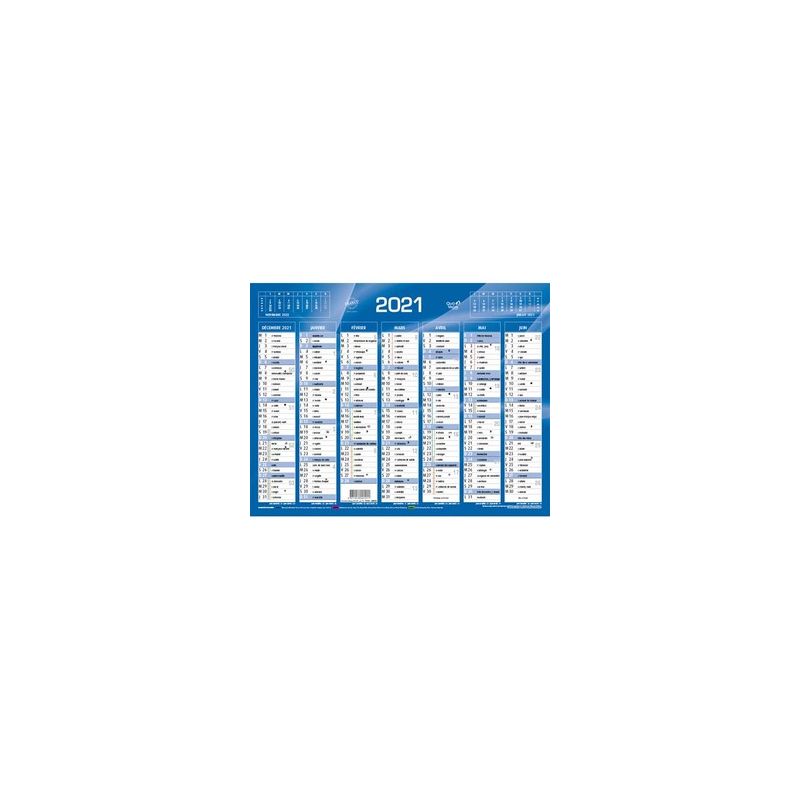 QUO VADIS Calendrier 7 mois par face avec vacances scolaires en haut, format 21 x 27 cm Bleu QUO VADIS Calendrier 7 mois par face avec vacances scolaires en haut, format 21 x 27 cm Bleu