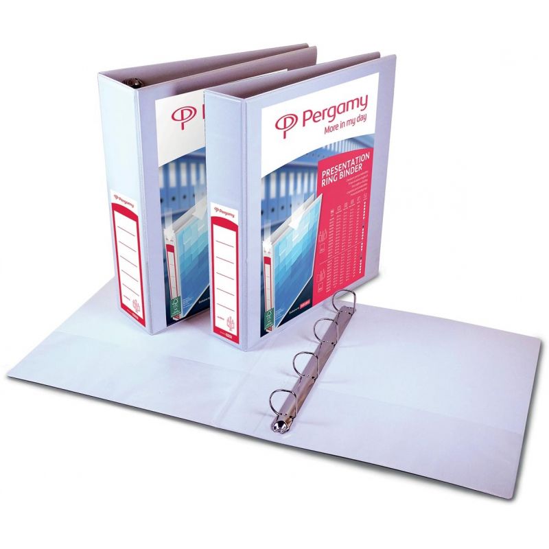 PERGAMY Classeur personnalisable A4+ 2 faces, 4 anneaux Ø20 mm en D, dos 3,8 cm. En PP Blanc.150 feuilles PERGAMY Classeur personnalisable A4+ 2 faces, 4 anneaux Ø20 mm en D, dos 3,8 cm. En PP Blanc.150 feuilles
