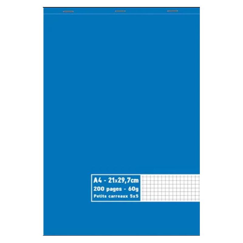 Bloc 60g agrafé en tête 200 pages petits carreaux 5x5 grand format A4 21 x 29,7 cm Bloc 60g agrafé en tête 200 pages petits carreaux 5x5 grand format A4 21 x 29,7 cm