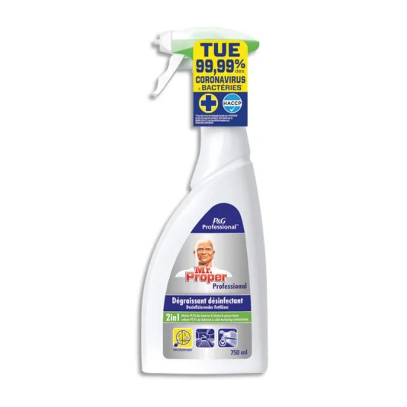 MR PROPRE Spray 750 ml Dégraissant et désinfectant des surfaces de cuisine, sans parfum HACCP MR PROPRE Spray 750 ml Dégraissant et désinfectant des surfaces de cuisine, sans parfum HACCP