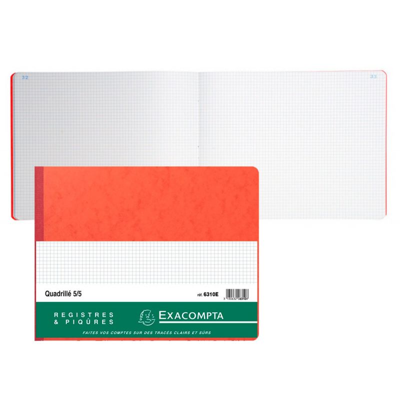 Registre piqué exacompta 5x5mm folioté 32x25cm 80 pages coloris assortis Registre piqué exacompta 5x5mm folioté 32x25cm 80 pages coloris assortis