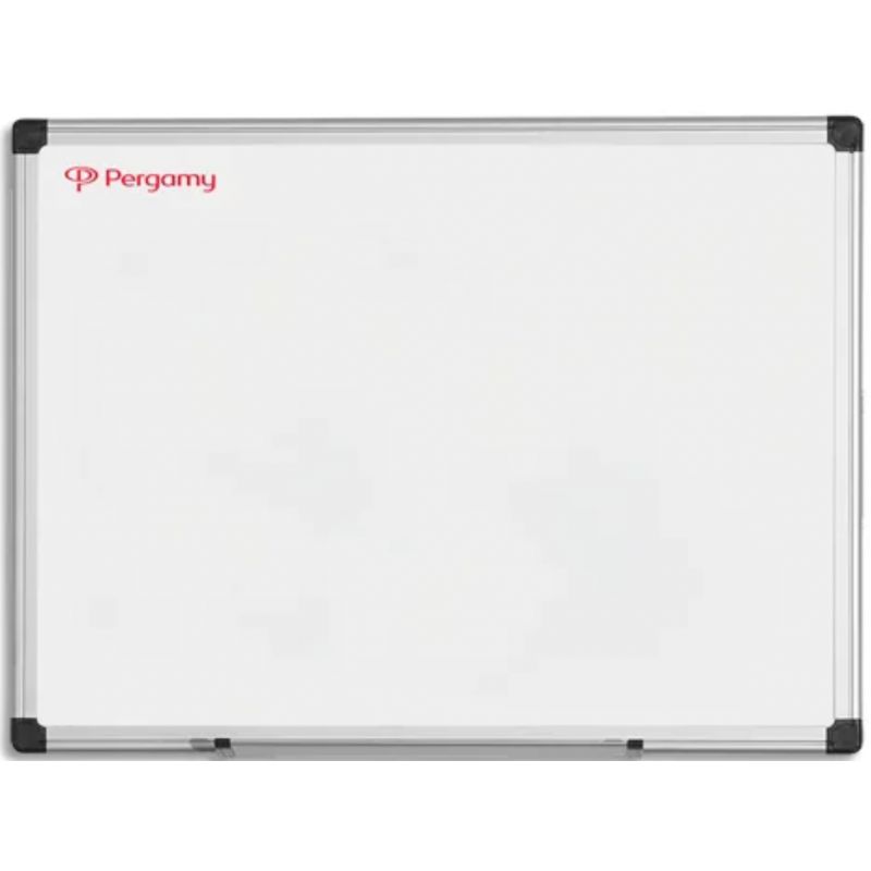 PERGAMY Tableau Blanc émaillé magnétique, cadre aluminium, Format : L90 x H60 cm PERGAMY Tableau Blanc émaillé magnétique, cadre aluminium, Format : L90 x H60 cm