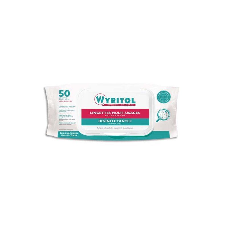 WYRITOL Paquet de 50 Lingettes Désinfectantes multi-usages à l'essence de Niaouli WYRITOL Paquet de 50 Lingettes Désinfectantes multi-usages à l'essence de Niaouli