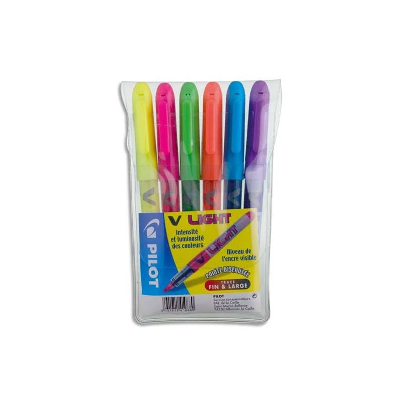 PILOT Pochette de 6 surligneurs V-LIGHT PILOT Pochette de 6 surligneurs V-LIGHT