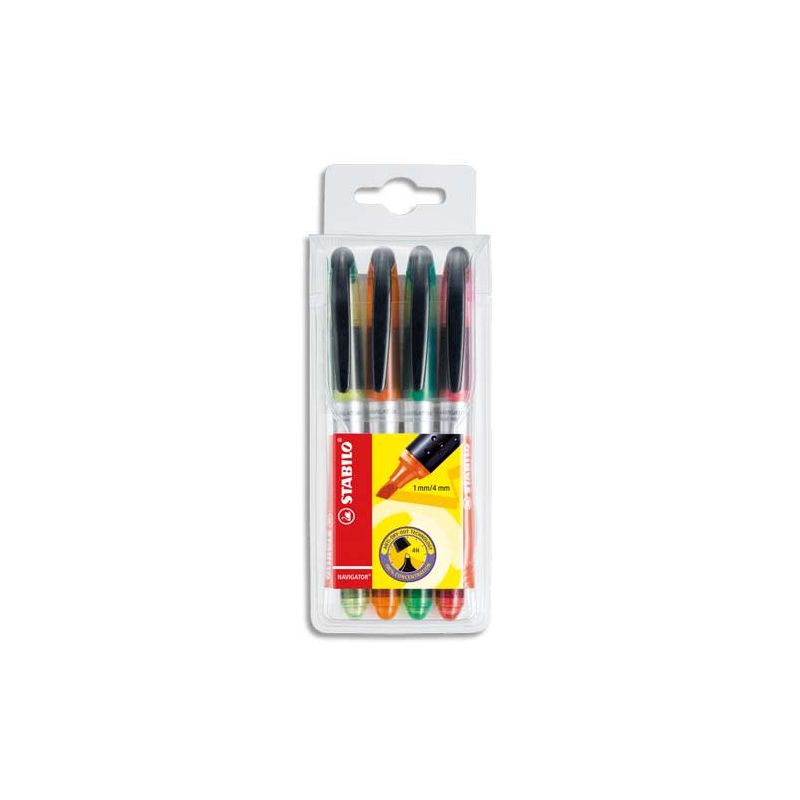 STABILO Pochette de 4 surligneurs Navigator assortis