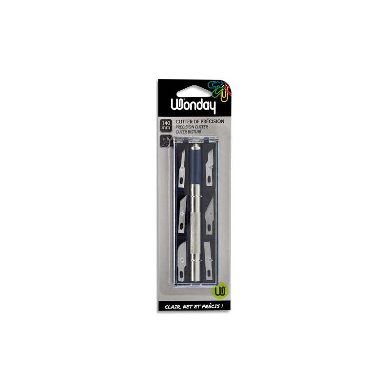 WONDAY Coffret cutter de précision 14cm et 6 lames assorties
