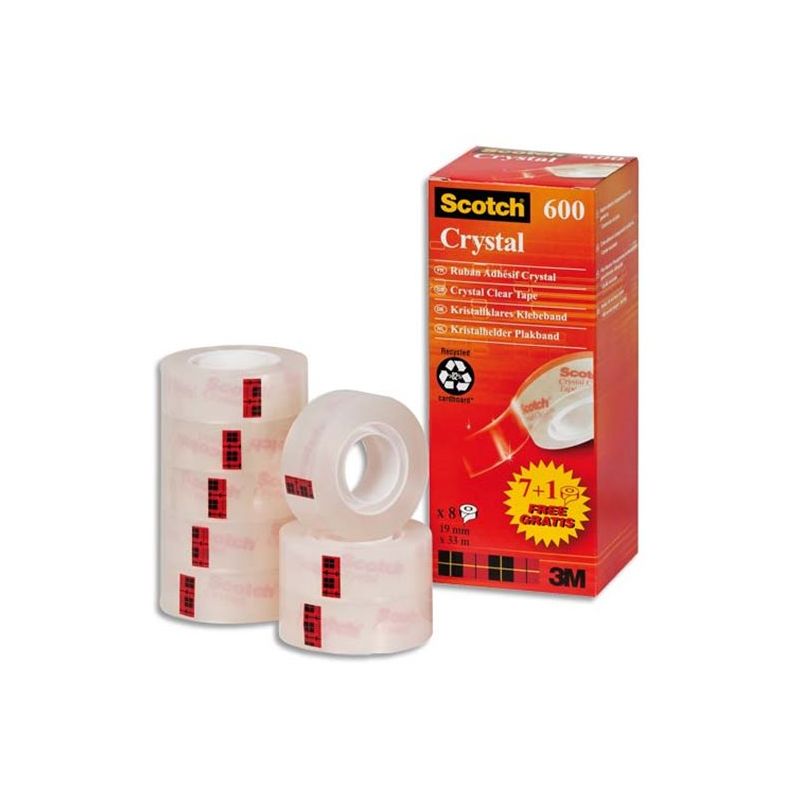 SCOTCH Tour de 8 rouleaux de ruban Crystal SCOTCH Tour de 8 rouleaux de ruban Crystal
