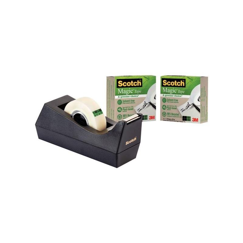 SCOTCH Lot de 3 rubans Scotch Magic recyclé + 1 dévidoir recyclé Noir SCOTCH Lot de 3 rubans Scotch Magic recyclé + 1 dévidoir recyclé Noir