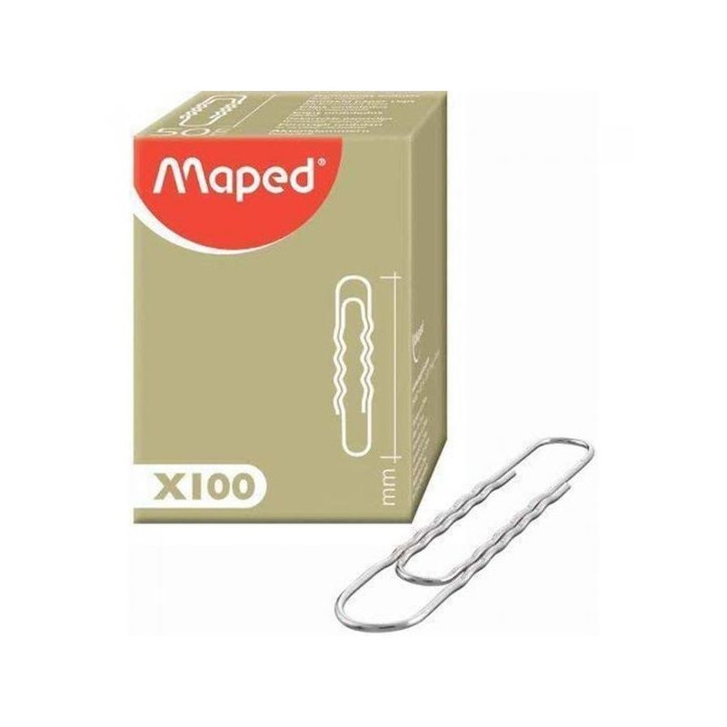 MAPED Boîte de 100 trombones ondulés bout rond 77mm MAPED Boîte de 100 trombones ondulés bout rond 77mm
