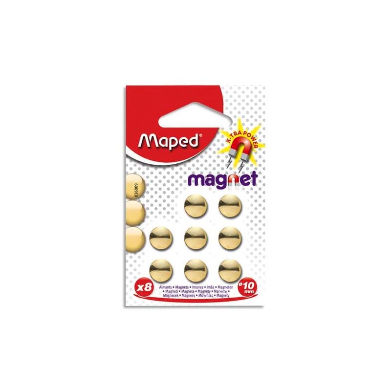 MAPED Blister de 8 aimants diamètre 10mm coloris Or
