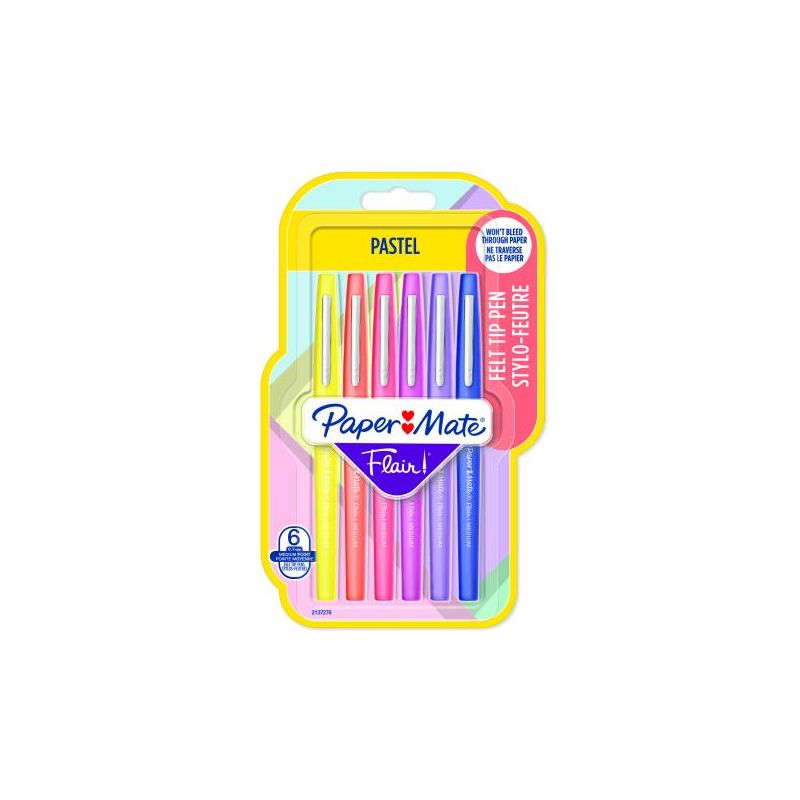 PAPERMATE Blister de 6 feutres Flair Metallic Pastel assortis PAPERMATE Blister de 6 feutres Flair Metallic Pastel assortis