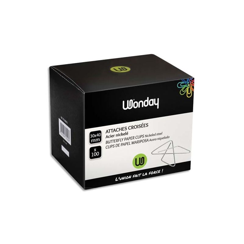 WONDAY Boîte de 100 attaches lettres nickelé 30x40mm WONDAY Boîte de 100 attaches lettres nickelé 30x40mm
