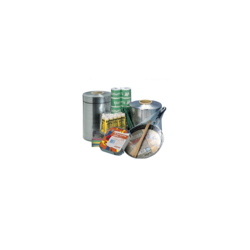 Film PVC rétractable pour présentation et protection, l500 mm (x2) x L500 m, 30µ, par 1 bobine Film PVC rétractable pour présentation et protection, l500 mm (x2) x L500 m, 30µ, par 1 bobine