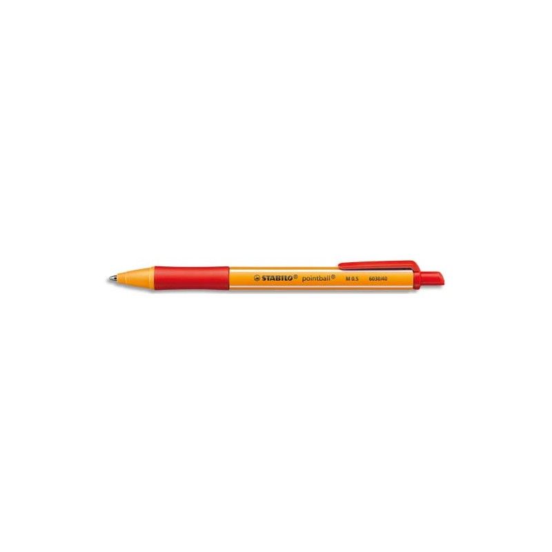 STABILO Stylo à bille rétractable avec grip confort Gamme Green Encre Rouge