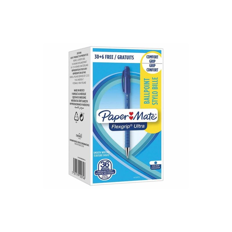 PAPERMATE Pack de 30+6 Stylo à bille pointe moyenne rétractable Encre Bleue PAPERMATE Pack de 30+6 Stylo à bille pointe moyenne rétractable Encre Bleue