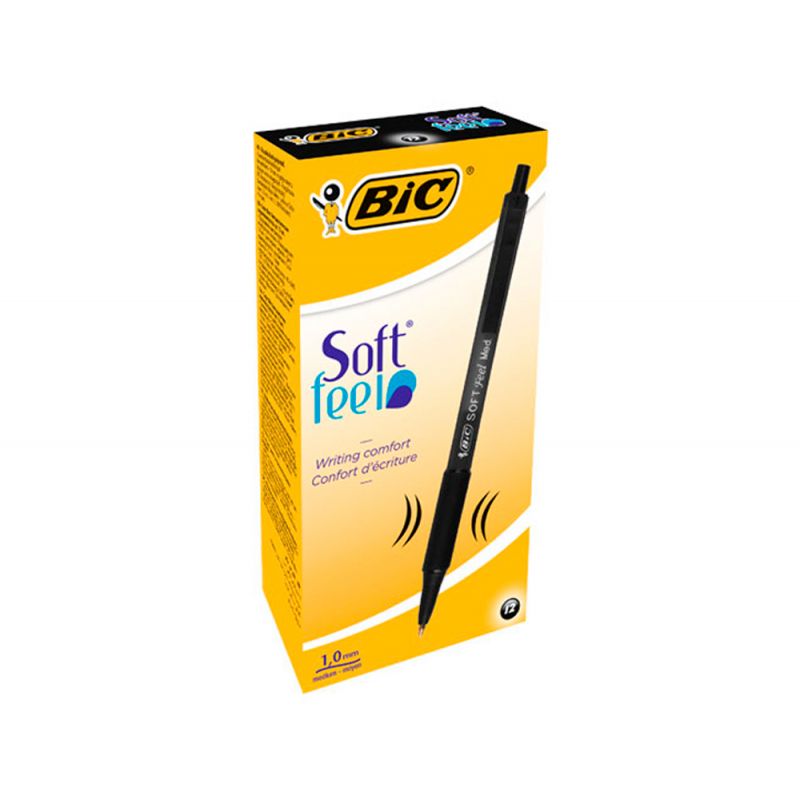 BIC SOFT FEEL Stylo à bille pointe moyenne rétractable encre Noire BIC SOFT FEEL Stylo à bille pointe moyenne rétractable encre Noire