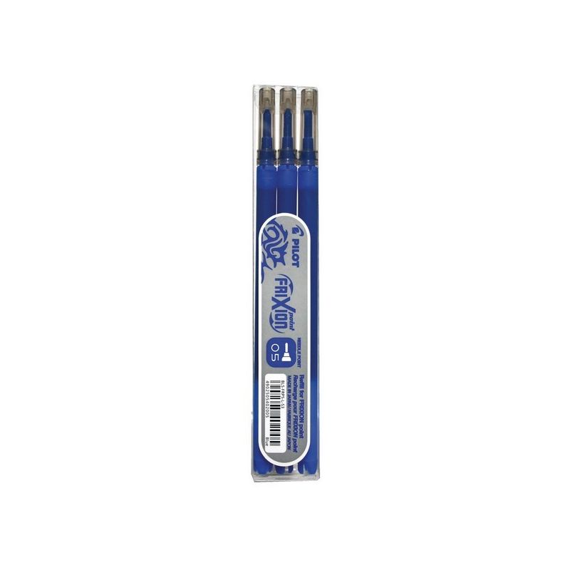PILOT Set de 3 recharges pour roller FriXion Pointe HI-TEC fine 0,5 mm Encre Bleue