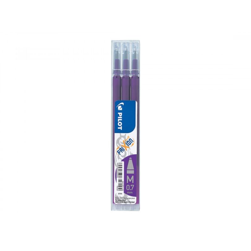 PILOT Pochette de 3 recharges violet roller FriXion Ball pointe moyenne (0,7mm)