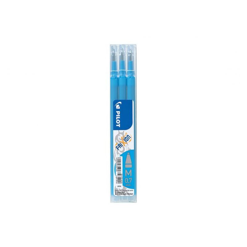 PILOT Pochette de 3 recharges turquoise roller FriXion Ball pointe moyenne (0,7mm)