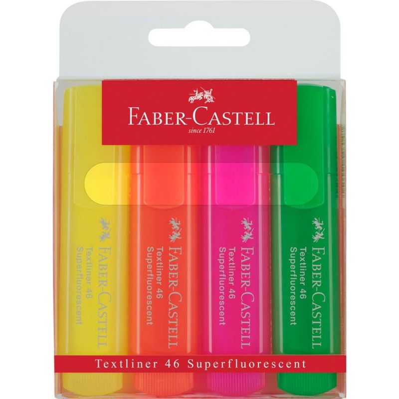 FABER CASTELL TEXTLINER 1546 Pochette de 4 surligneurs Assortis FABER CASTELL TEXTLINER 1546 Pochette de 4 surligneurs Assortis