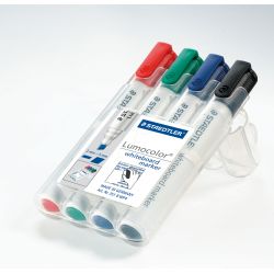 STAEDTLER Pochette de 4 marqueurs effaçables à sec pointe biseau encre alcool couleurs assorties