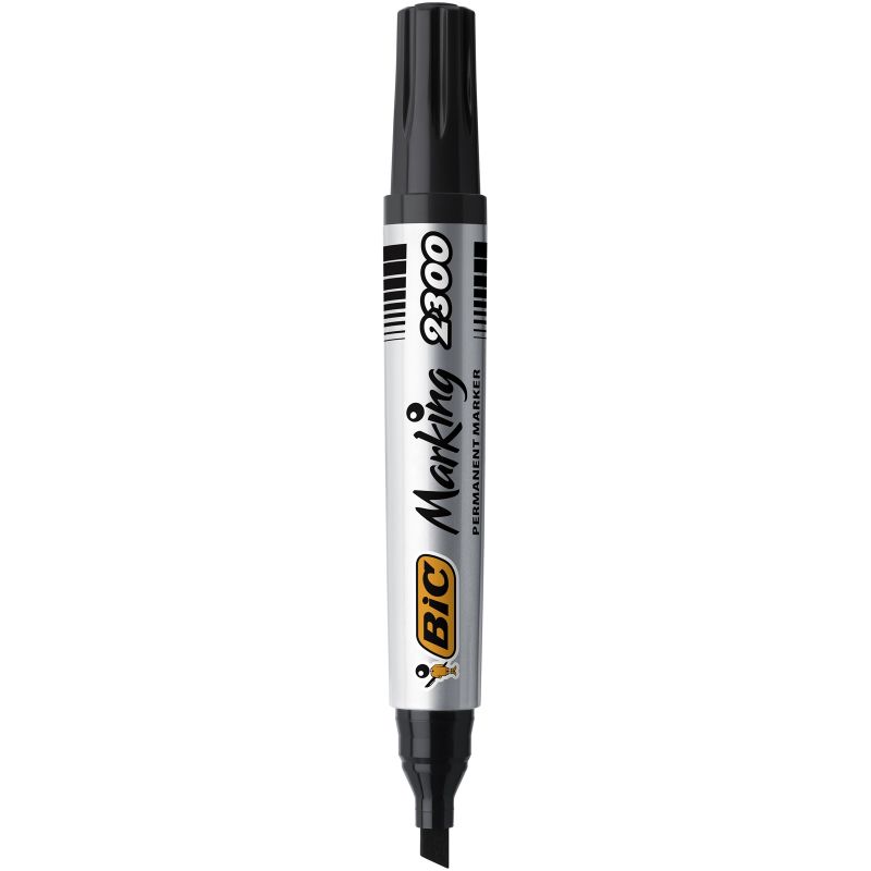 BIC Marqueur permanent pointe biseau corps plastique encre à base d'alcool Noire BIC Marqueur permanent pointe biseau corps plastique encre à base d'alcool Noire