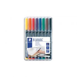 STAEDTLER LUMOCOLOR Pochette de 8 feutres Pointe fine encre permanente Assortis