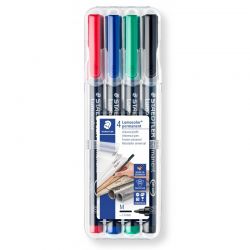 STAEDTLER LUMOCOLOR Pochette de 4 feutres pointe moyenne Encre permanente assortis