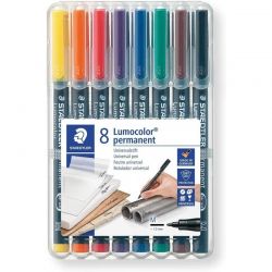 STAEDTLER LUMOCOLOR Pochette de 8 feutres pointe moyenne Encre permanente assortis