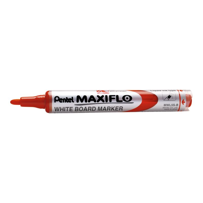 PENTEL MAXIFLO Marqueur effaçable sec Pointe ogive moyenne Encre liquide base Alcool Rouge PENTEL MAXIFLO Marqueur effaçable sec Pointe ogive moyenne Encre liquide base Alcool Rouge