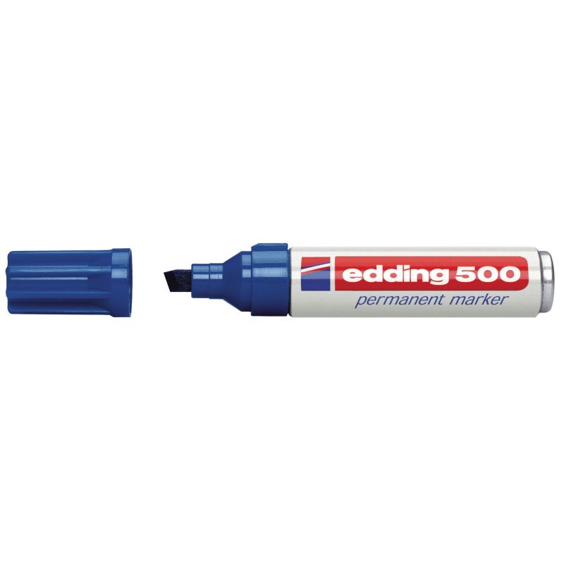 EDDING 500 Marqueur permanent pointe biseautée coloris bleu EDDING 500 Marqueur permanent pointe biseautée coloris bleu