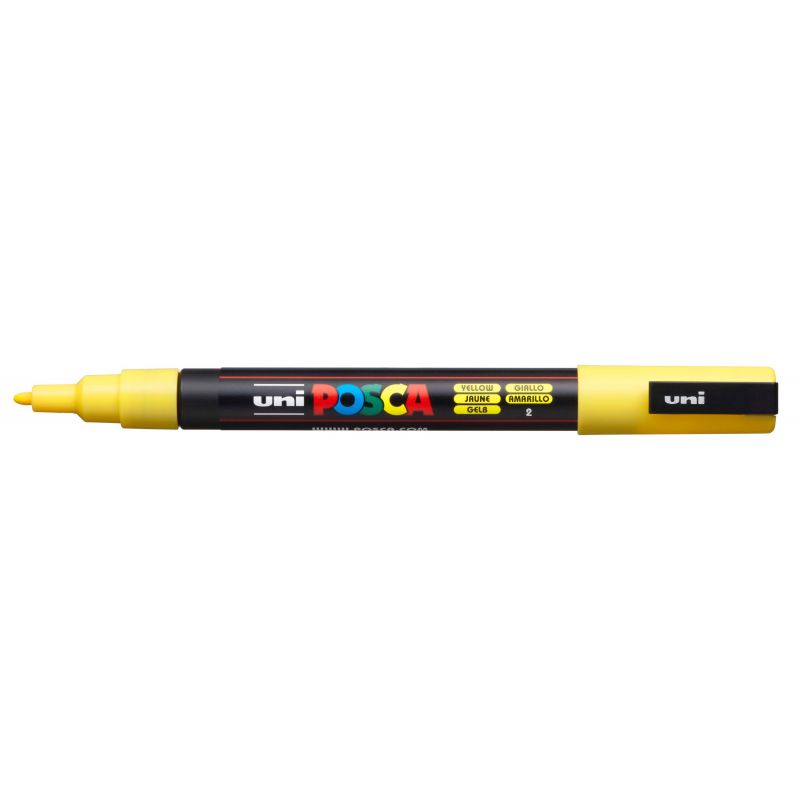 UNI POSCA Marqueur peinture à eau Pointe conique fine encre Jaune UNI POSCA Marqueur peinture à eau Pointe conique fine encre Jaune