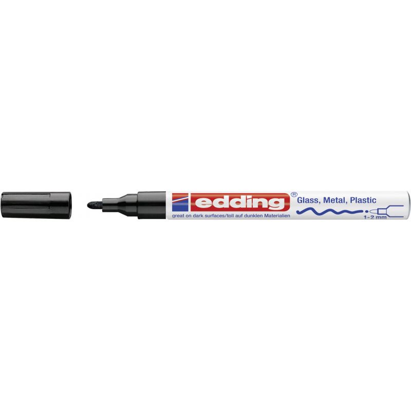 EDDING Marqueur peinture pointe fine Encre permanente laquée Noir EDDING Marqueur peinture pointe fine Encre permanente laquée Noir