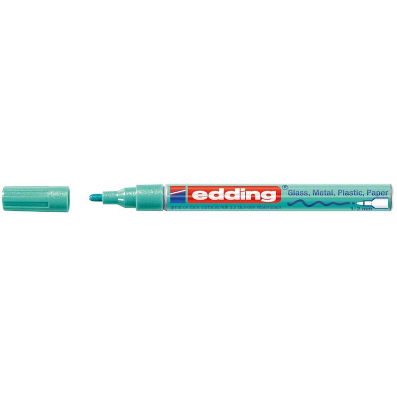 EDDING Marqueur peinture pointe fine Encre permanente laquée vert métallisé EDDING Marqueur peinture pointe fine Encre permanente laquée vert métallisé